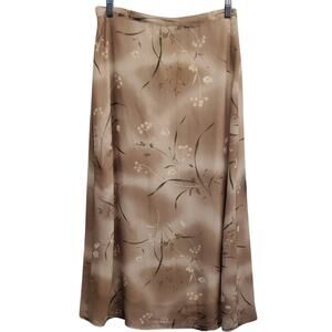 Abg Maxi Pull on Elastic Waist Brown with Flowers Maxi Skirt Size Medium